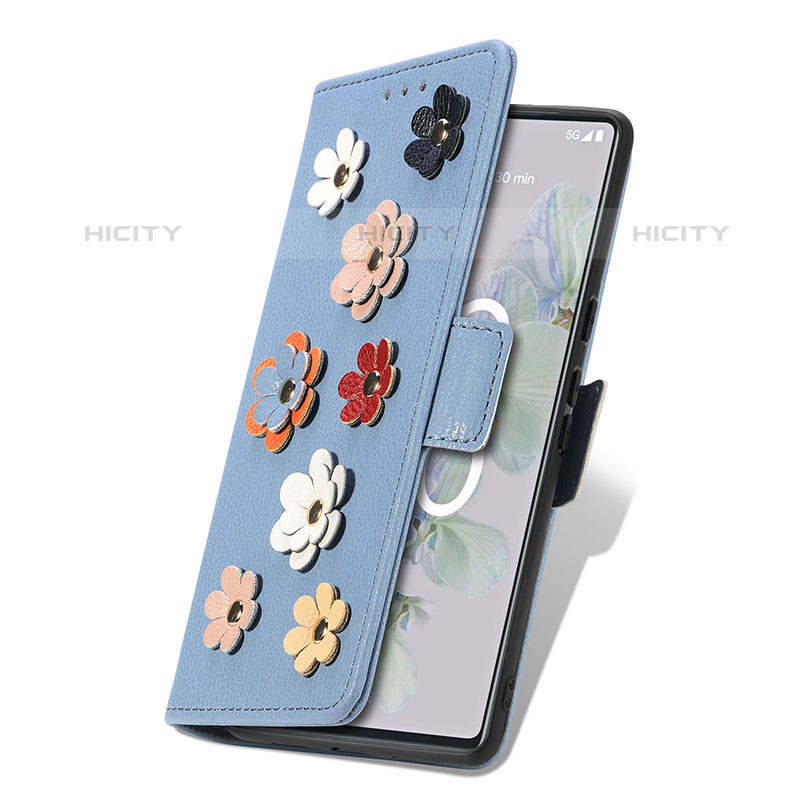 Coque Portefeuille Fleurs Livre Cuir Etui Clapet S02D pour Google Pixel 6a 5G Plus