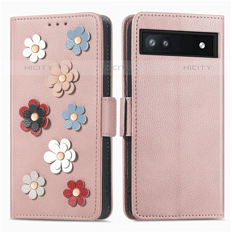 Coque Portefeuille Fleurs Livre Cuir Etui Clapet S02D pour Google Pixel 6a 5G Plus