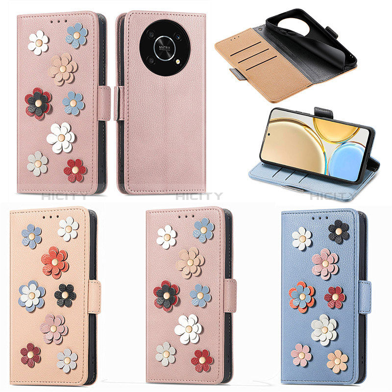 Coque Portefeuille Fleurs Livre Cuir Etui Clapet S02D pour Huawei Honor Magic4 Lite 5G Plus