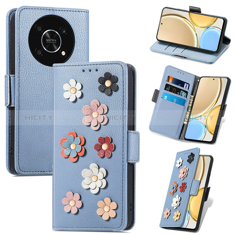 Coque Portefeuille Fleurs Livre Cuir Etui Clapet S02D pour Huawei Honor Magic4 Lite 5G Plus