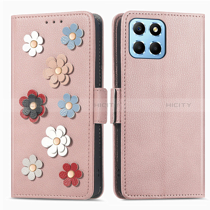 Coque Portefeuille Fleurs Livre Cuir Etui Clapet S02D pour Huawei Honor X6 Plus