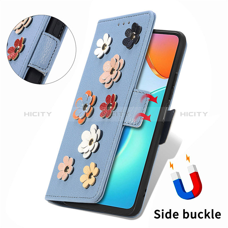 Coque Portefeuille Fleurs Livre Cuir Etui Clapet S02D pour Huawei Honor X7 Plus