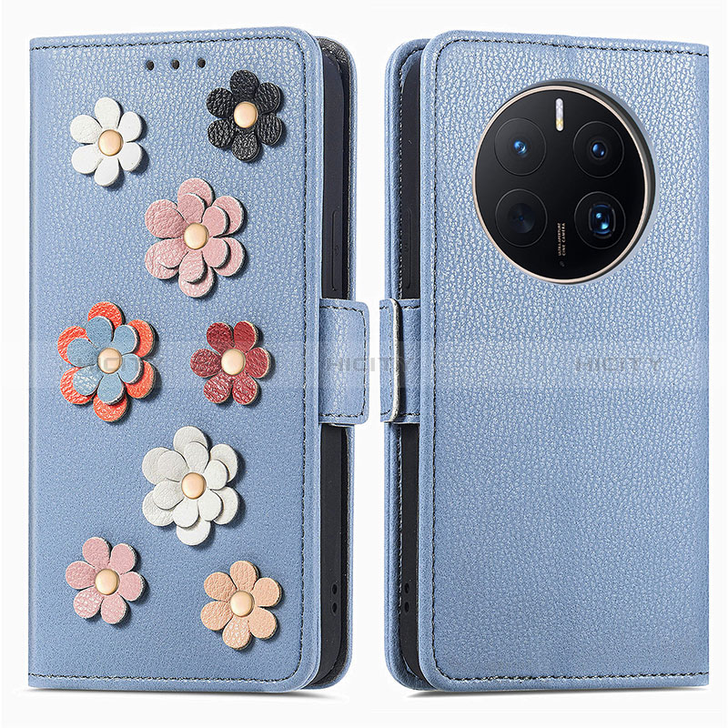 Coque Portefeuille Fleurs Livre Cuir Etui Clapet S02D pour Huawei Mate 50 Pro Plus