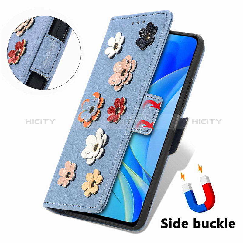 Coque Portefeuille Fleurs Livre Cuir Etui Clapet S02D pour Huawei Nova Y70 Plus