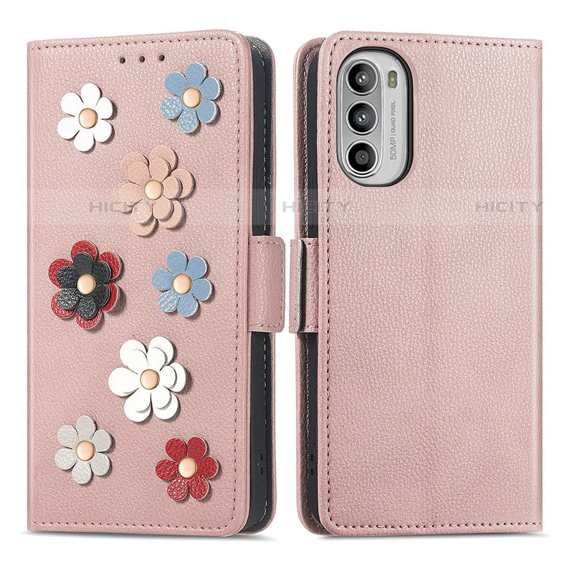 Coque Portefeuille Fleurs Livre Cuir Etui Clapet S02D pour Motorola Moto Edge (2022) 5G Plus