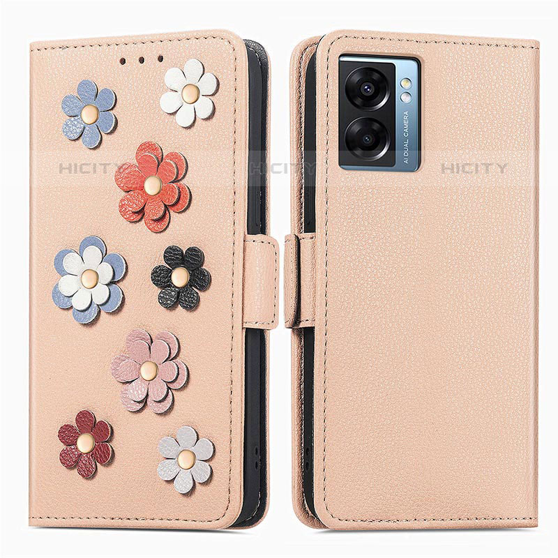 Coque Portefeuille Fleurs Livre Cuir Etui Clapet S02D pour OnePlus Nord N300 5G Kaki Plus