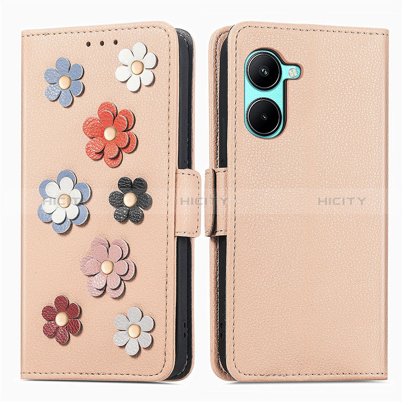 Coque Portefeuille Fleurs Livre Cuir Etui Clapet S02D pour Realme C33 Plus