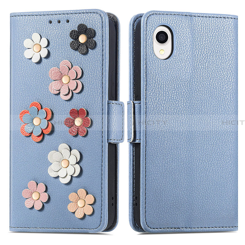 Coque Portefeuille Fleurs Livre Cuir Etui Clapet S02D pour Samsung Galaxy A22 5G SC-56B Plus