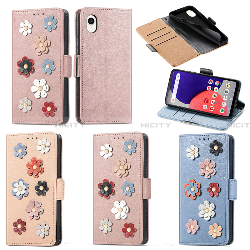 Coque Portefeuille Fleurs Livre Cuir Etui Clapet S02D pour Samsung Galaxy A22 5G SC-56B Plus