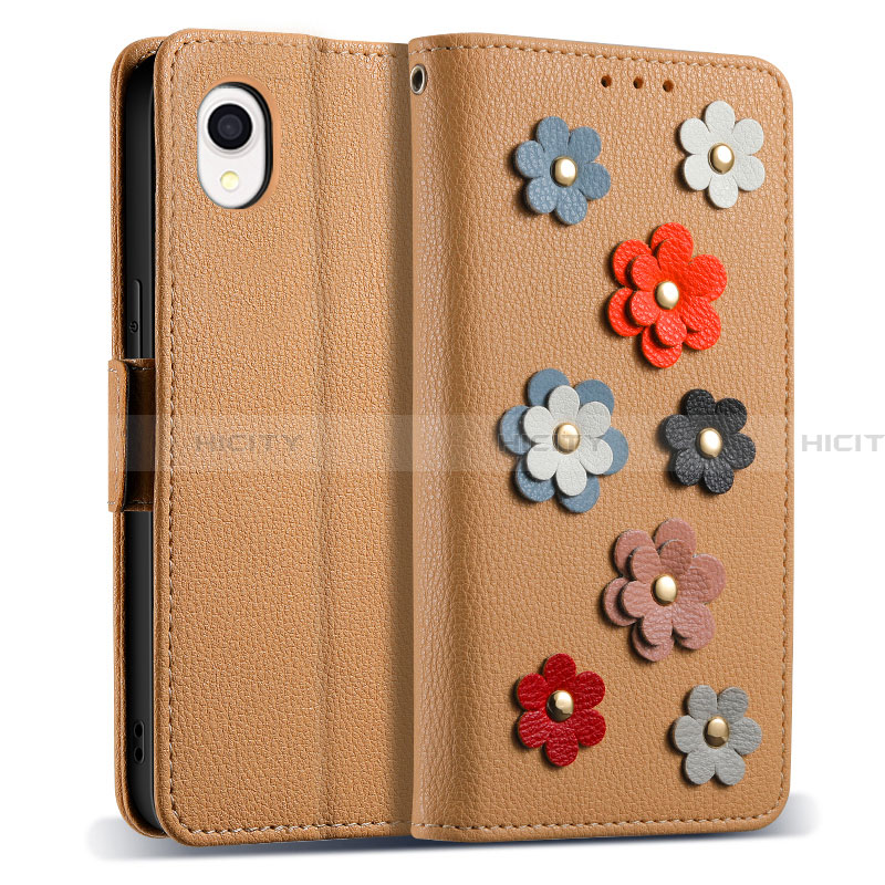 Coque Portefeuille Fleurs Livre Cuir Etui Clapet S02D pour Samsung Galaxy A22 5G SC-56B Plus