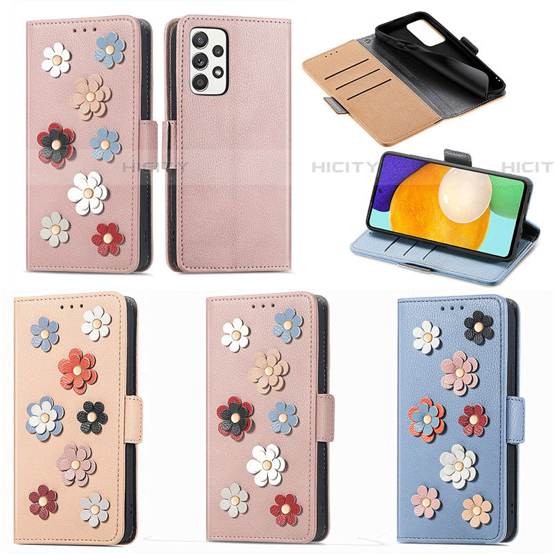 Coque Portefeuille Fleurs Livre Cuir Etui Clapet S02D pour Samsung Galaxy A52 4G Plus