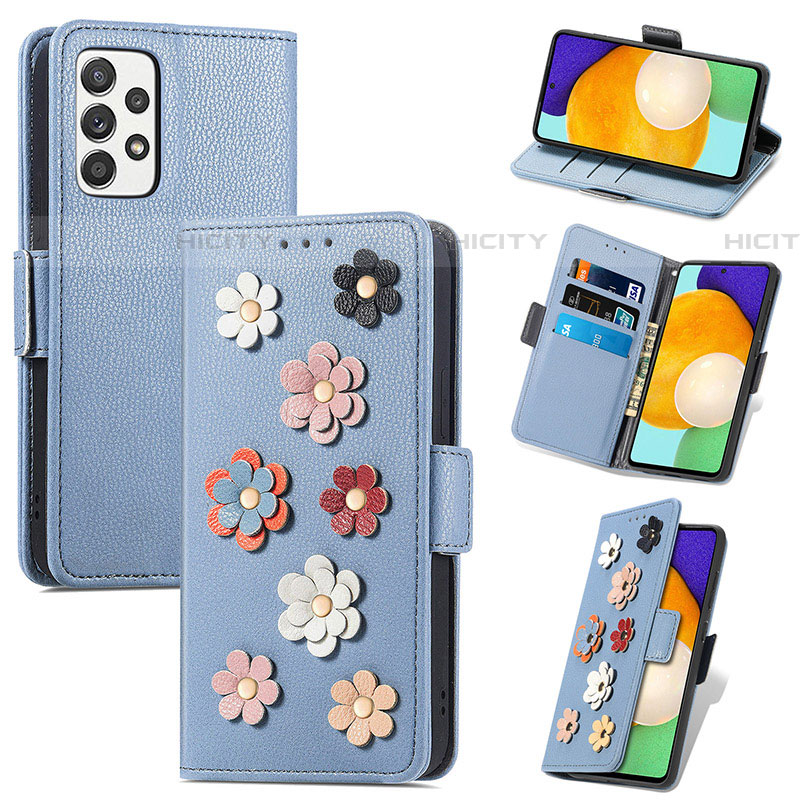 Coque Portefeuille Fleurs Livre Cuir Etui Clapet S02D pour Samsung Galaxy A52 5G Plus