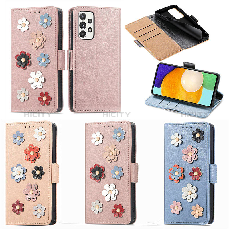 Coque Portefeuille Fleurs Livre Cuir Etui Clapet S02D pour Samsung Galaxy A52s 5G Plus