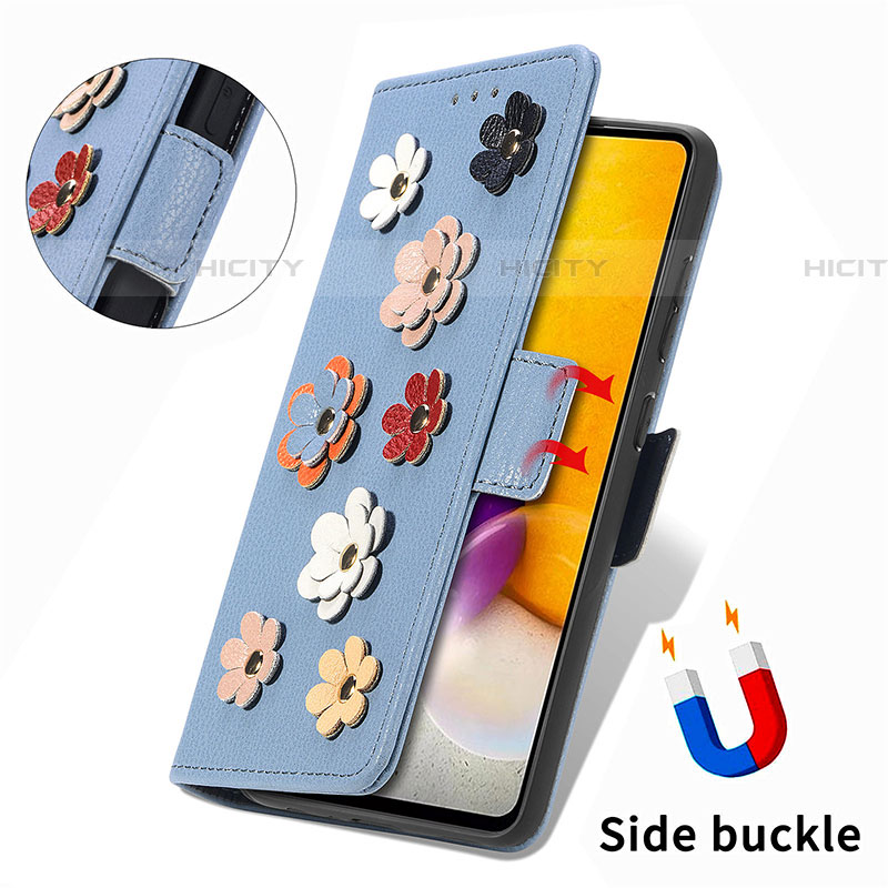 Coque Portefeuille Fleurs Livre Cuir Etui Clapet S02D pour Samsung Galaxy A72 4G Plus