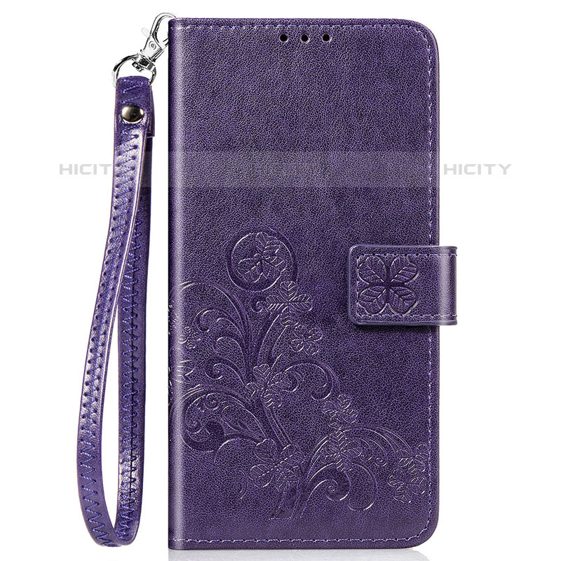 Coque Portefeuille Fleurs Livre Cuir Etui Clapet S02D pour Samsung Galaxy F41 Violet Plus