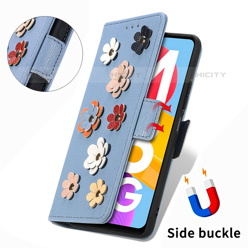 Coque Portefeuille Fleurs Livre Cuir Etui Clapet S02D pour Samsung Galaxy M13 5G Plus