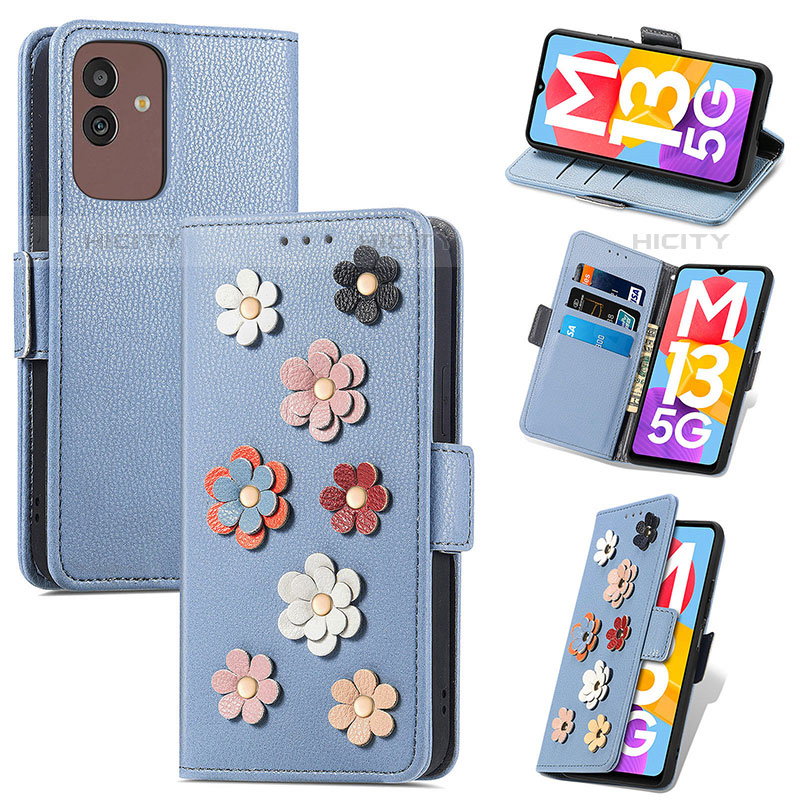 Coque Portefeuille Fleurs Livre Cuir Etui Clapet S02D pour Samsung Galaxy M13 5G Plus