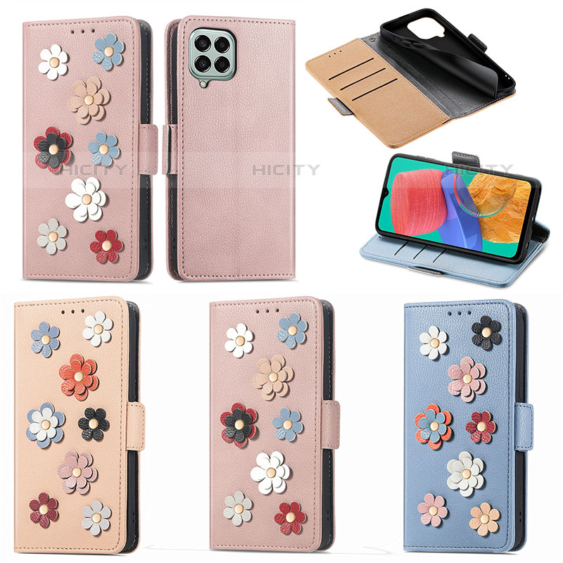 Coque Portefeuille Fleurs Livre Cuir Etui Clapet S02D pour Samsung Galaxy M33 5G Plus