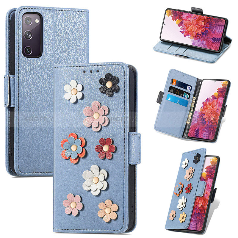 Coque Portefeuille Fleurs Livre Cuir Etui Clapet S02D pour Samsung Galaxy S20 FE 5G Plus