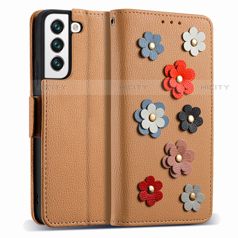 Coque Portefeuille Fleurs Livre Cuir Etui Clapet S02D pour Samsung Galaxy S21 Plus 5G Plus