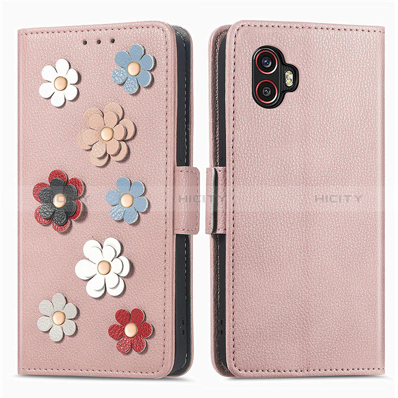 Coque Portefeuille Fleurs Livre Cuir Etui Clapet S02D pour Samsung Galaxy XCover 6 Pro 5G Plus