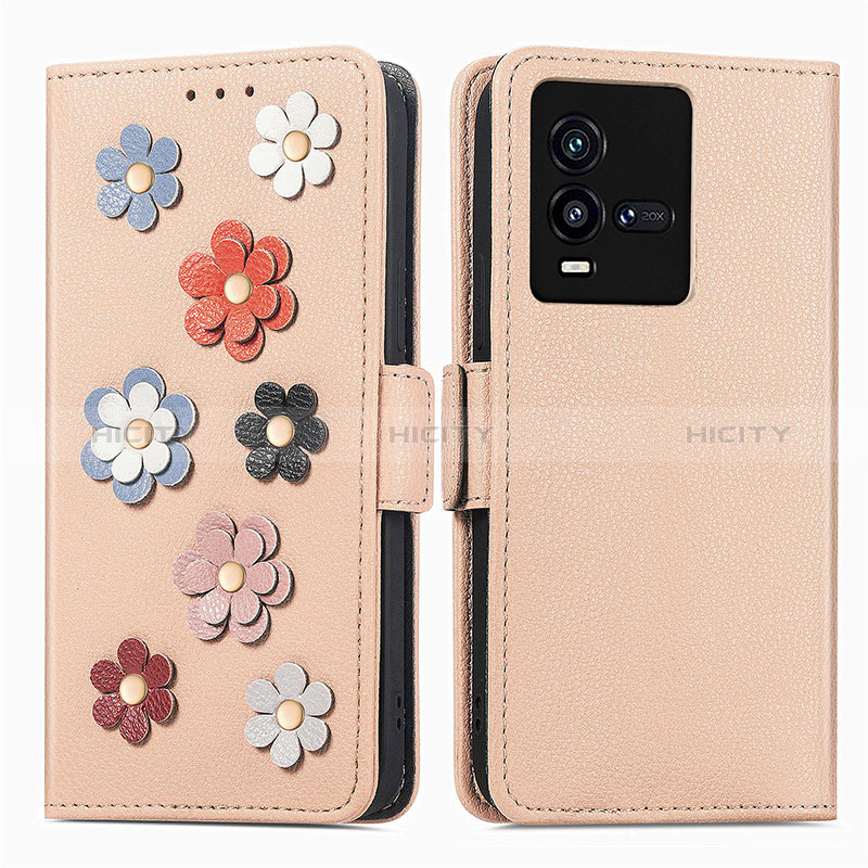 Coque Portefeuille Fleurs Livre Cuir Etui Clapet S02D pour Vivo iQOO 10 5G Plus