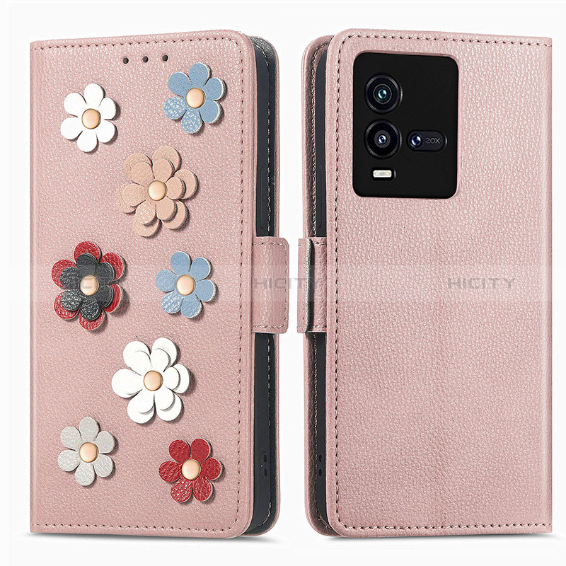 Coque Portefeuille Fleurs Livre Cuir Etui Clapet S02D pour Vivo iQOO 10 5G Plus