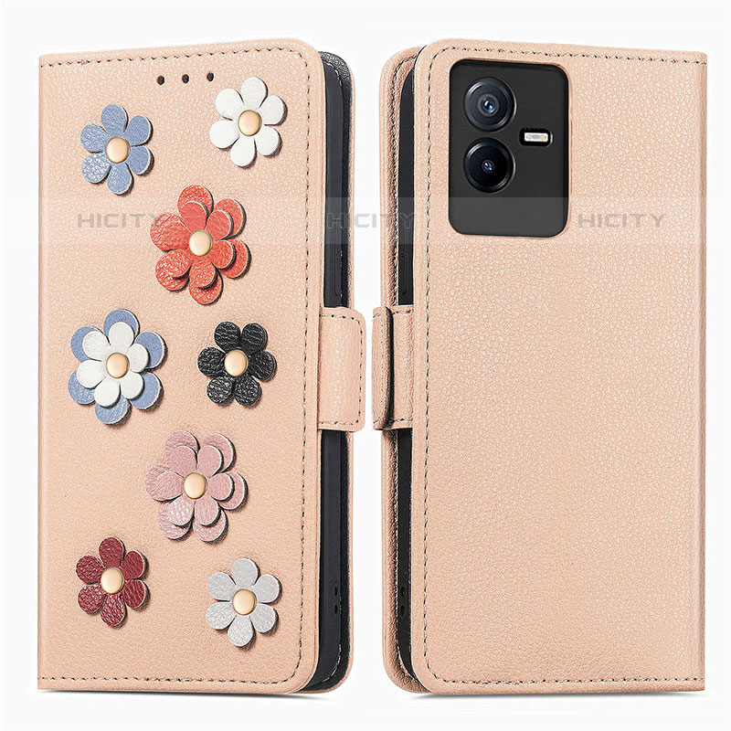 Coque Portefeuille Fleurs Livre Cuir Etui Clapet S02D pour Vivo Y73t Plus