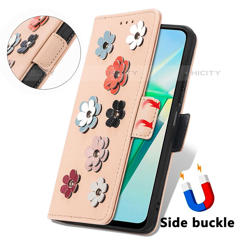 Coque Portefeuille Fleurs Livre Cuir Etui Clapet S02D pour Vivo Y73t Plus