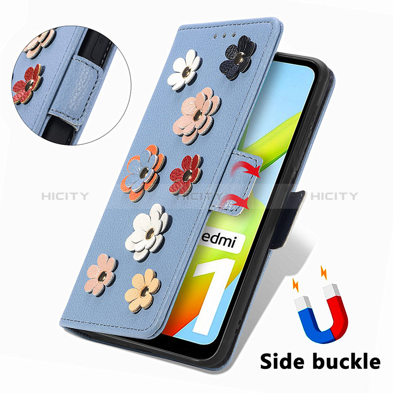 Coque Portefeuille Fleurs Livre Cuir Etui Clapet S02D pour Xiaomi Poco C50 Plus