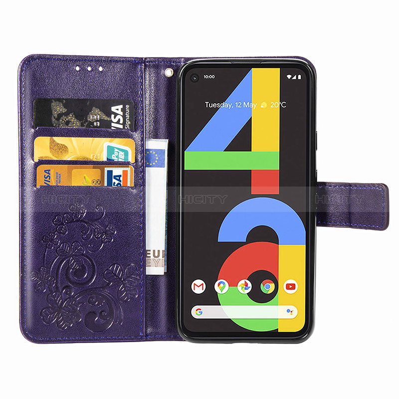 Coque Portefeuille Fleurs Livre Cuir Etui Clapet S03D pour Google Pixel 4a Plus