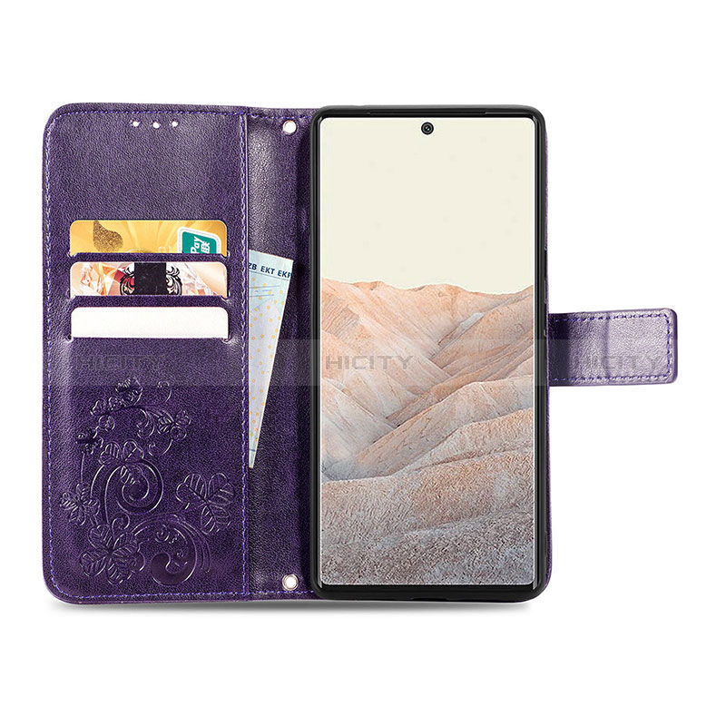 Coque Portefeuille Fleurs Livre Cuir Etui Clapet S03D pour Google Pixel 6 5G Plus