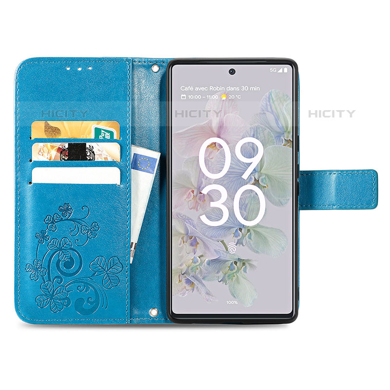 Coque Portefeuille Fleurs Livre Cuir Etui Clapet S03D pour Google Pixel 6a 5G Plus