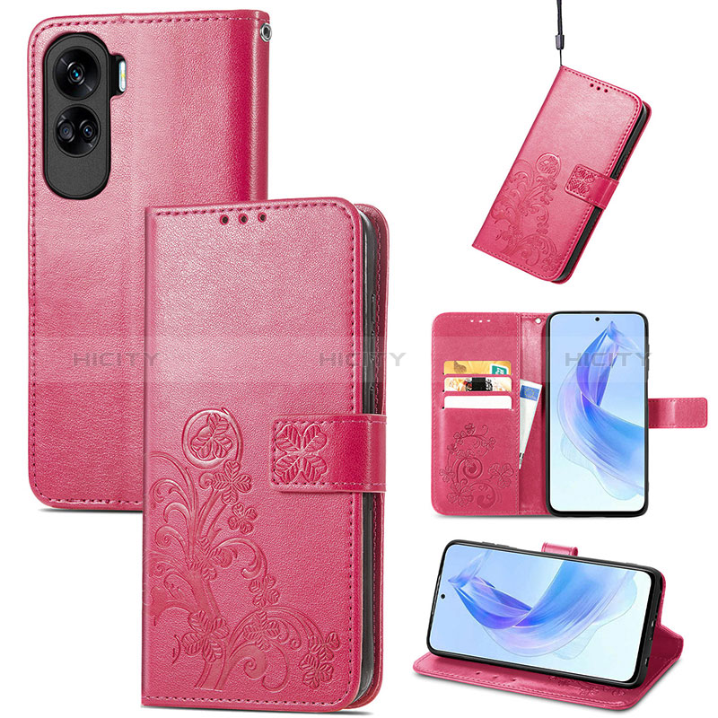 Coque Portefeuille Fleurs Livre Cuir Etui Clapet S03D pour Huawei Honor 90 Lite 5G Plus