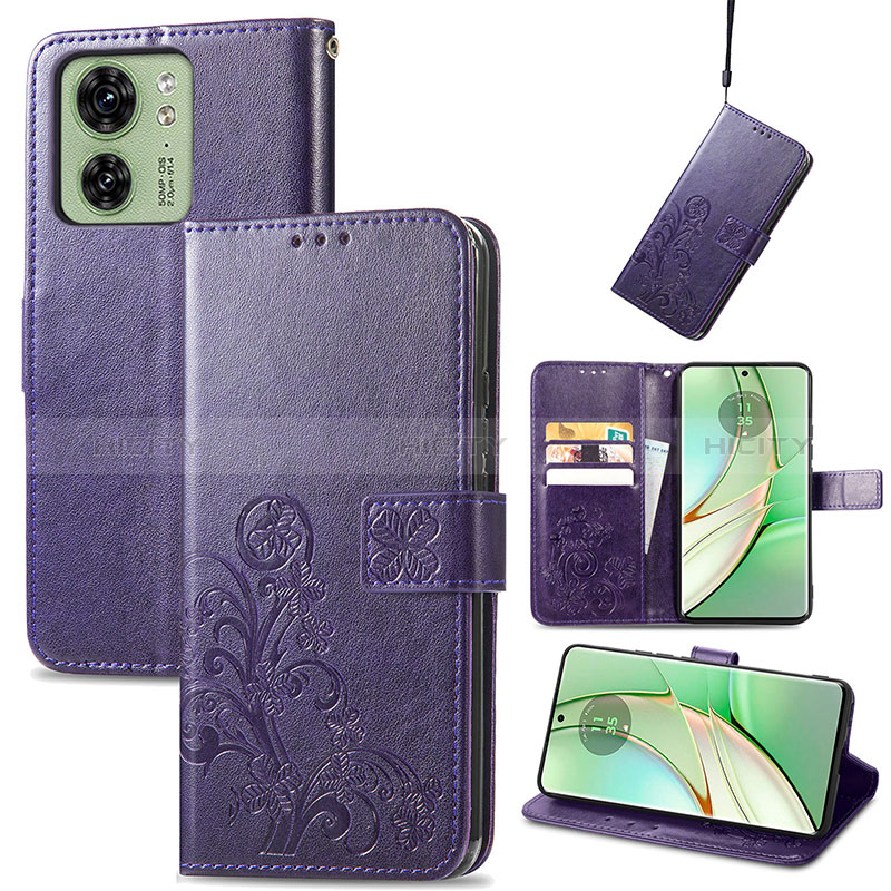 Coque Portefeuille Fleurs Livre Cuir Etui Clapet S03D pour Motorola Moto Edge (2023) 5G Plus