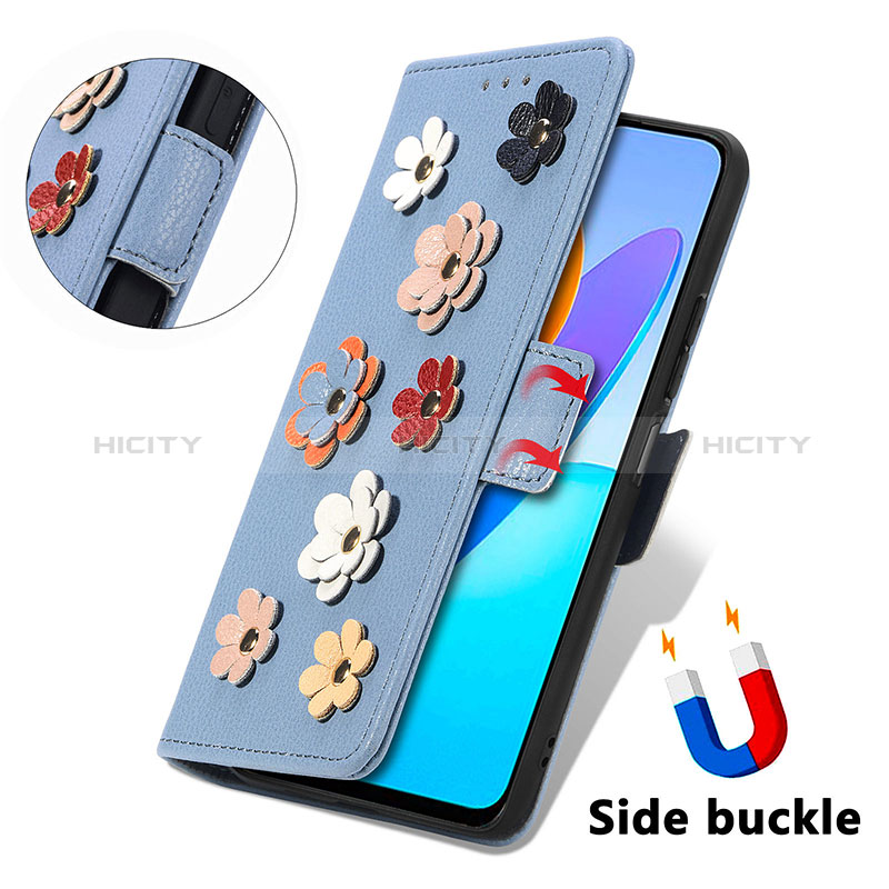 Coque Portefeuille Fleurs Livre Cuir Etui Clapet S04D pour Huawei Honor 70 Lite 5G Plus