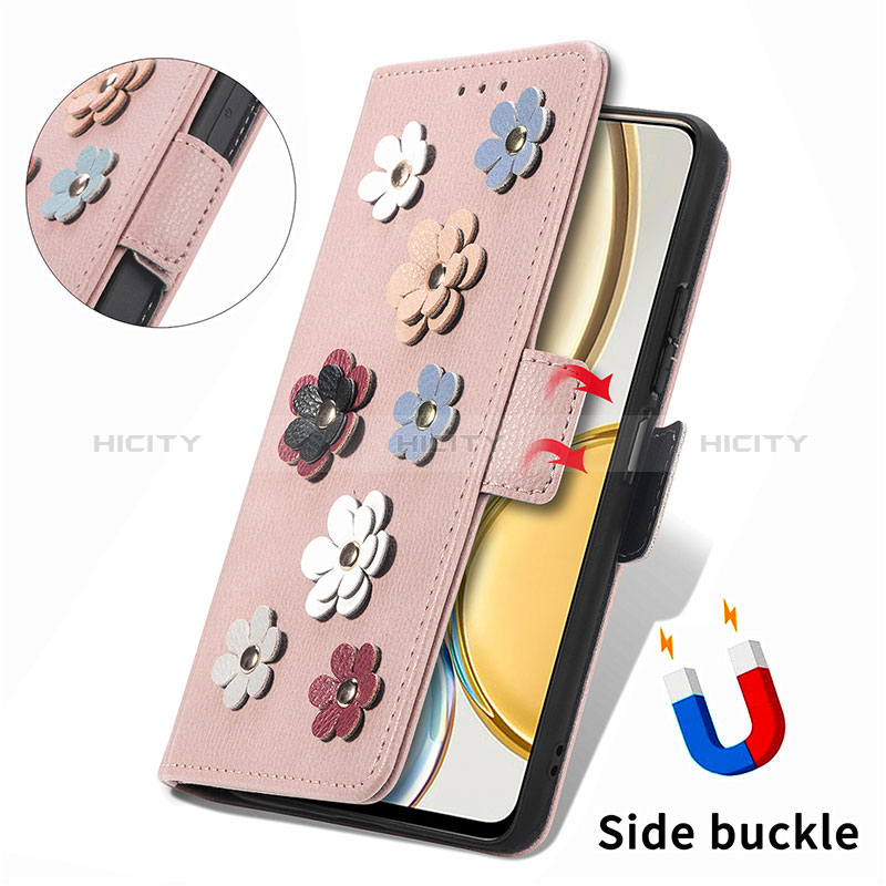 Coque Portefeuille Fleurs Livre Cuir Etui Clapet S04D pour Huawei Honor X9 5G Plus