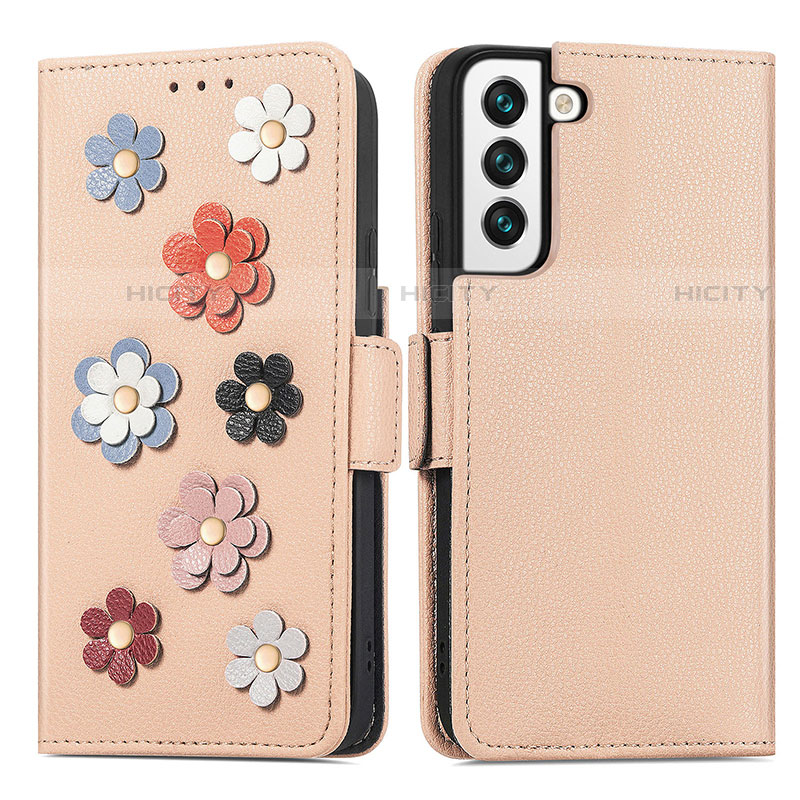 Coque Portefeuille Fleurs Livre Cuir Etui Clapet S04D pour Samsung Galaxy S22 5G Plus