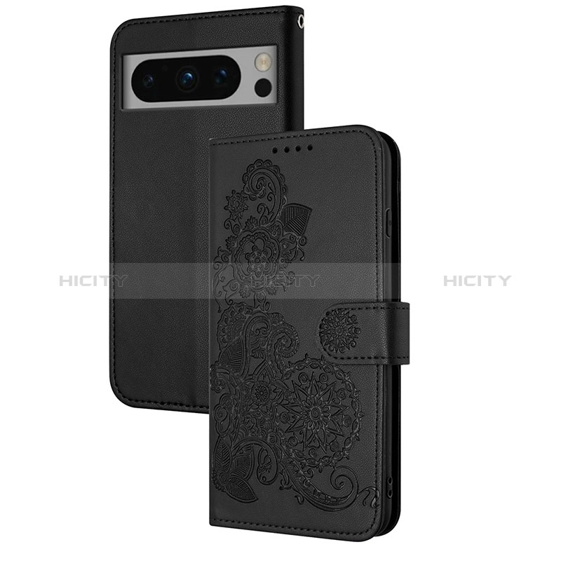 Coque Portefeuille Fleurs Livre Cuir Etui Clapet Y01X pour Google Pixel 8 5G Noir Plus