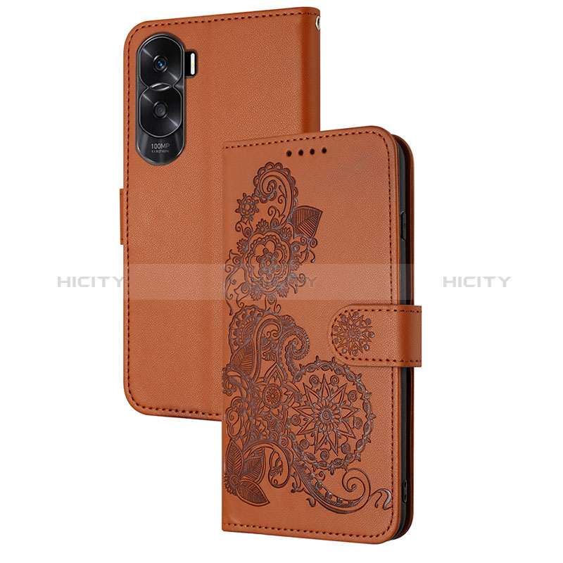 Coque Portefeuille Fleurs Livre Cuir Etui Clapet Y01X pour Huawei Honor 90 Lite 5G Plus