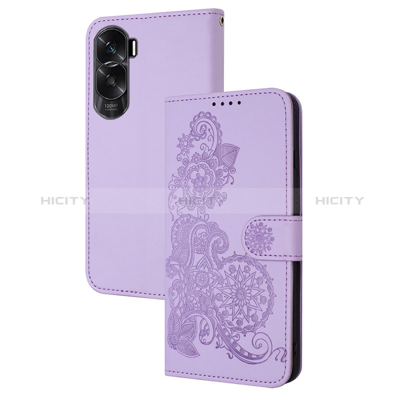 Coque Portefeuille Fleurs Livre Cuir Etui Clapet Y01X pour Huawei Honor 90 Lite 5G Plus