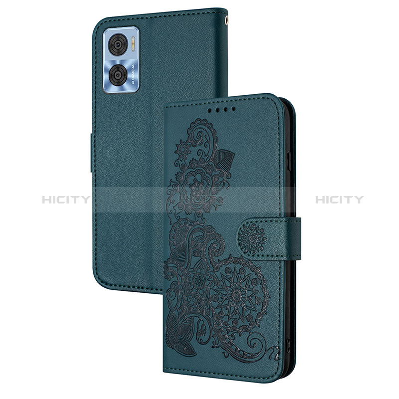 Coque Portefeuille Fleurs Livre Cuir Etui Clapet Y01X pour Motorola Moto E22i Plus