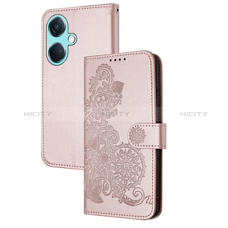 Coque Portefeuille Fleurs Livre Cuir Etui Clapet Y01X pour Oppo K11 5G Or Rose Plus