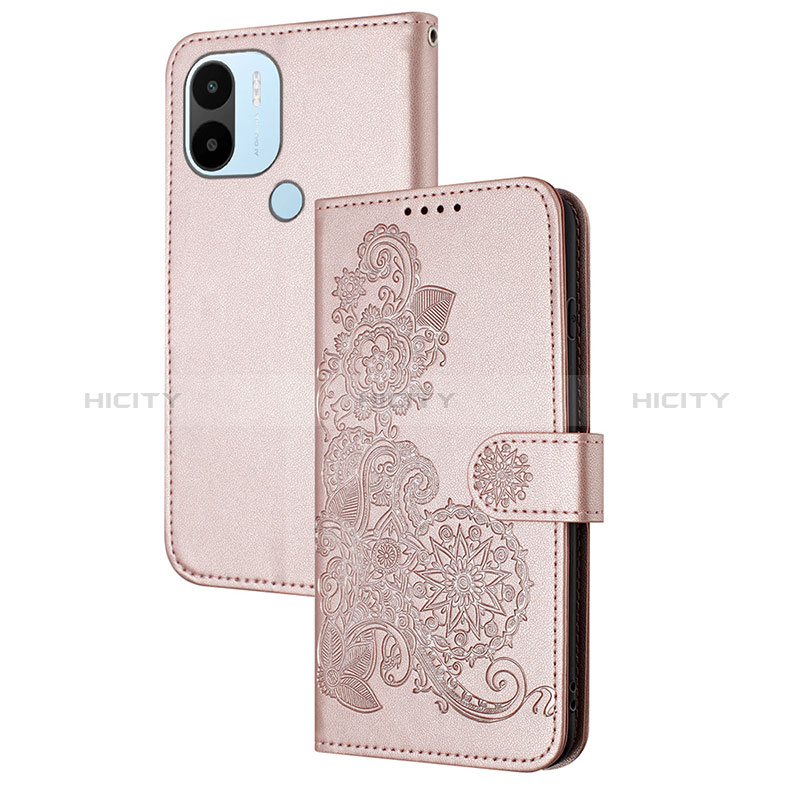 Coque Portefeuille Fleurs Livre Cuir Etui Clapet Y01X pour Xiaomi Redmi A1 Plus Or Rose Plus