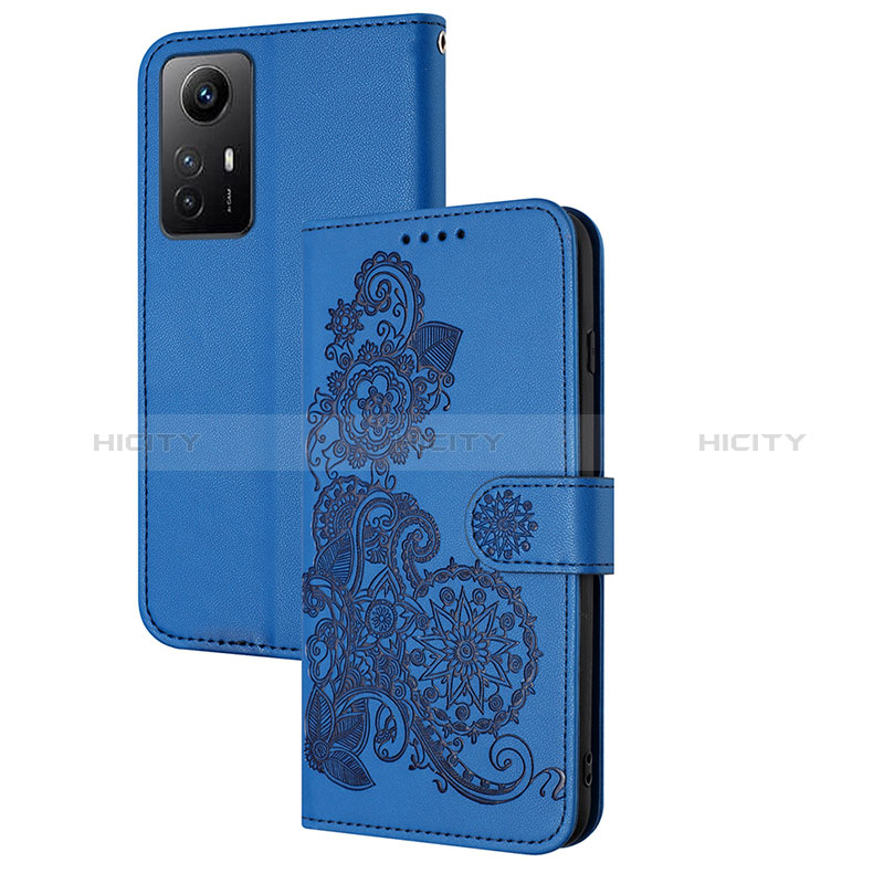 Coque Portefeuille Fleurs Livre Cuir Etui Clapet Y01X pour Xiaomi Redmi Note 12S Bleu Plus