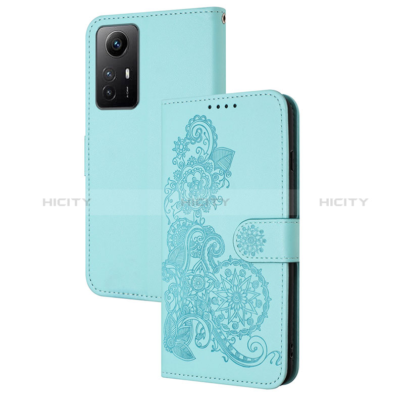 Coque Portefeuille Fleurs Livre Cuir Etui Clapet Y01X pour Xiaomi Redmi Note 12S Bleu Clair Plus