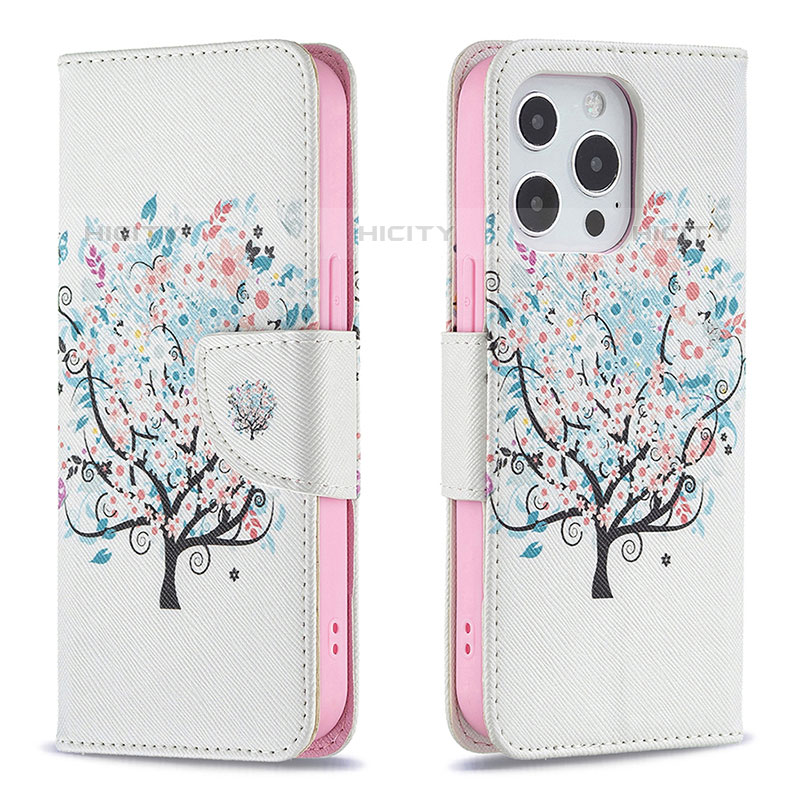 Coque Portefeuille Fleurs Livre Cuir Etui Clapet Z02 pour Apple iPhone 15 Pro Max Mixte Plus