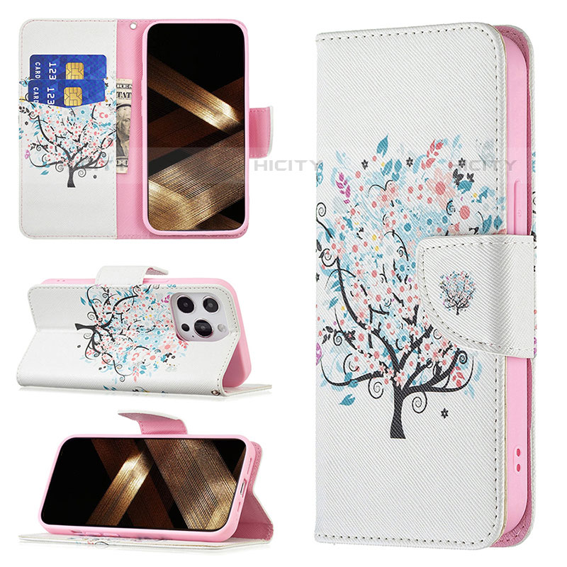 Coque Portefeuille Fleurs Livre Cuir Etui Clapet Z02 pour Apple iPhone 15 Pro Max Mixte Plus