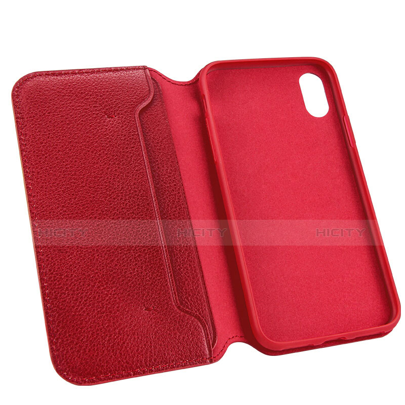 Coque Portefeuille Flip Cuir pour Apple iPhone Xs Rouge Plus