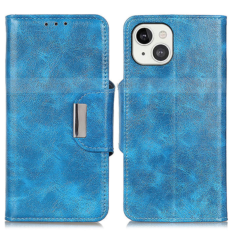 Coque Portefeuille Livre Cuir Etui Clapet A01 pour Apple iPhone 13 Bleu Plus